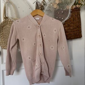 Light Pink Knit Cardigan with Floral Pattern